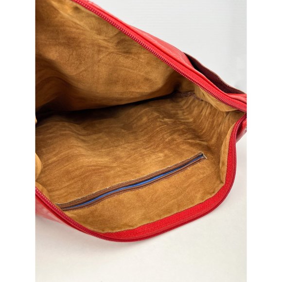 Vintage red leather 80s style bag with bow tie - Picture 4 of 9